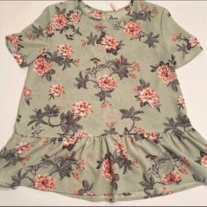 Womens Medium Lime n Chili Peplum Shirt